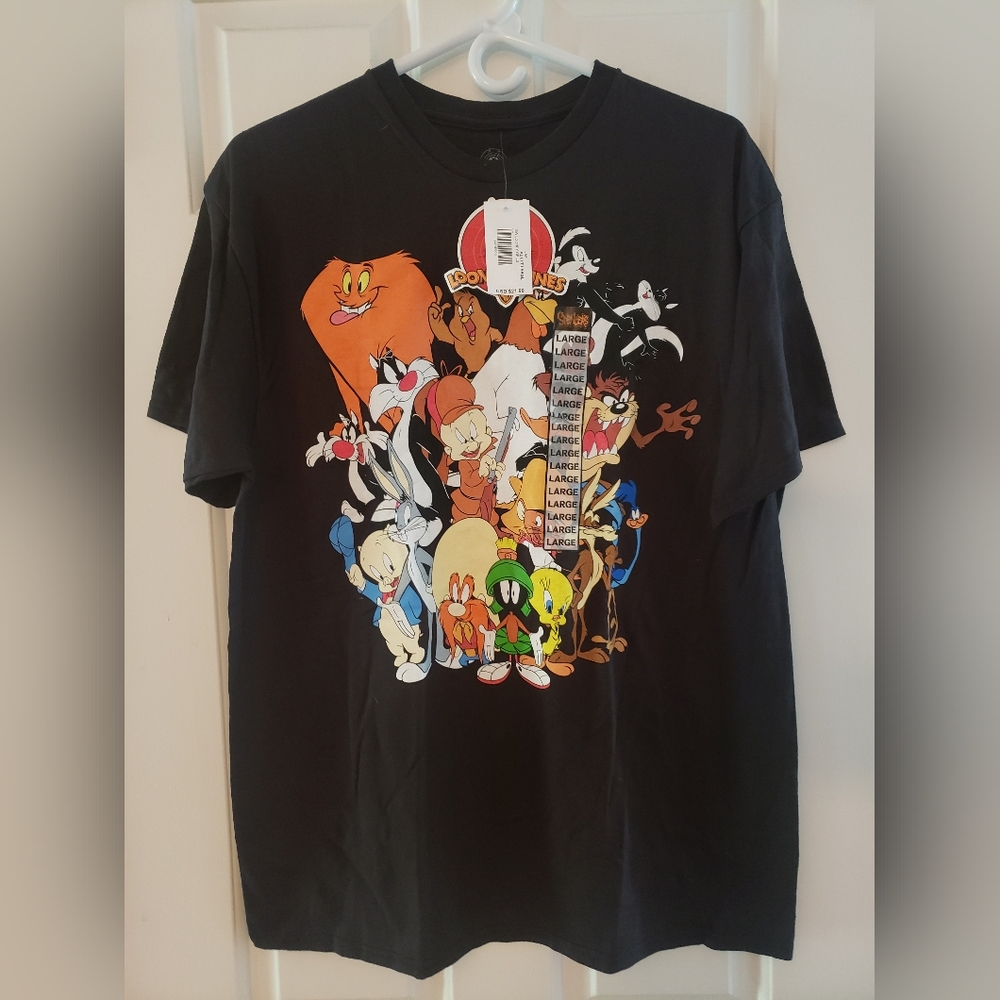 Adult mens looney tunes characters black Tshirt tee size large Spencer's NWT